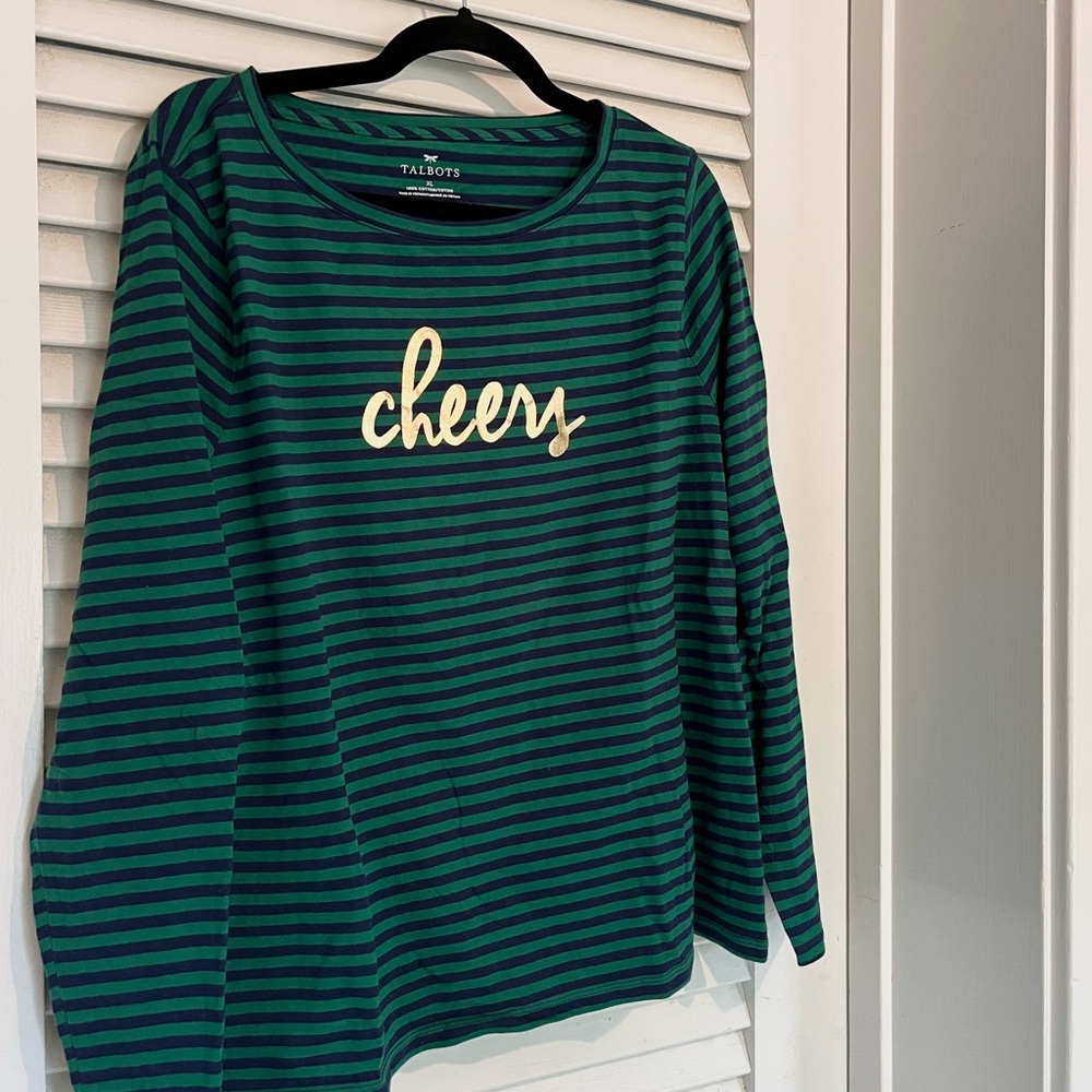 Talbots blue and green striped shirt, XL